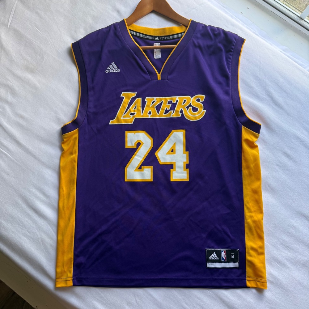 Adidas NBA Los Angeles Lakers Kobe Bryant 24 Jersey Purple Gold Mens Medium